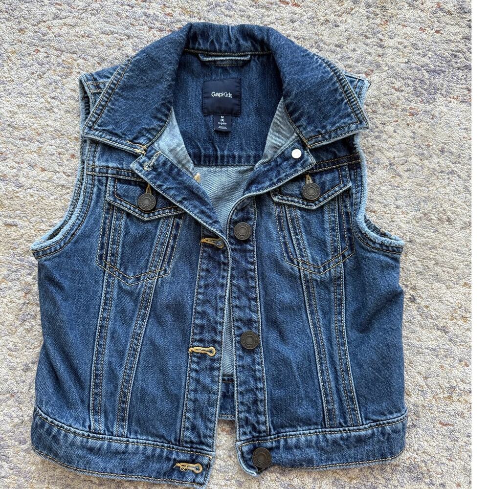 Gap Kids Girls Denim Vest Size M (8-9) Blue Jean Vest Sleeveless Casual